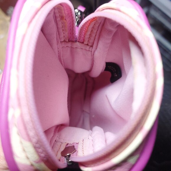 Coach Wristlet Mini Nolita Signature Canvas Iris Pink White Print Zip Closure - Picture 9 of 11